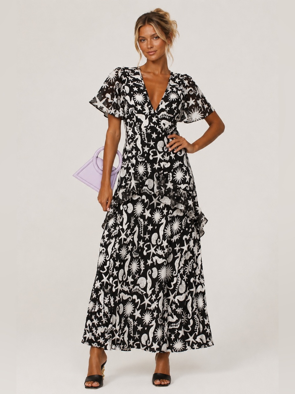 Rixo Evie 100% sea print silk Dress XS